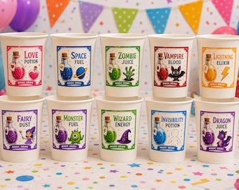 Kids Potion Party Drink Labels Printable, Magic Birthday Bottle Labels, Editable Canva Template, Wizard Party Decor, Instant Download
