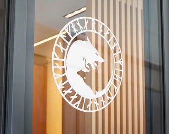 Wolf hoofd rune Ulfhednar cirkel sticker gestanste sticker | DTF-vinyl