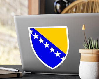 Bosnië-Herzegovina schild kiss-cut vinyl sticker | Vlagsticker