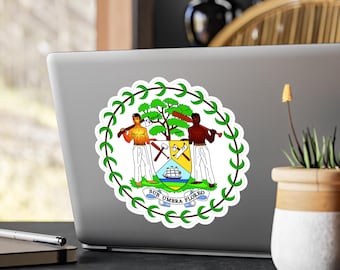Belize Wappen Aufkleber Kiss-Cut Vinyl Aufkleber | Belize Flagge BLZ BZ