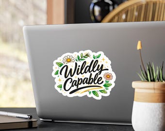 Wildly Capable bloemenscript sticker | Kiss-cut vinyl sticker
