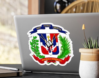 Dominican Coat of Arms Kiss-Cut Vinyl Decal | Dominican Republic Sticker
