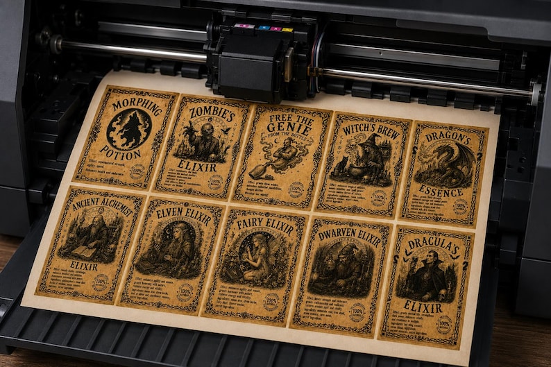 Wicked Elixir Labels Vintage Potion Labels Printable Set | Halloween Bottle Labels | Gothic ...