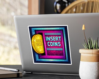 Munten arcade-tokensticker invoegen | Vinylsticker: