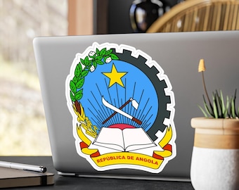 アンゴラ国旗エンブレムステッカー キスカットビニールデカール | アンゴラ国旗エンブレム