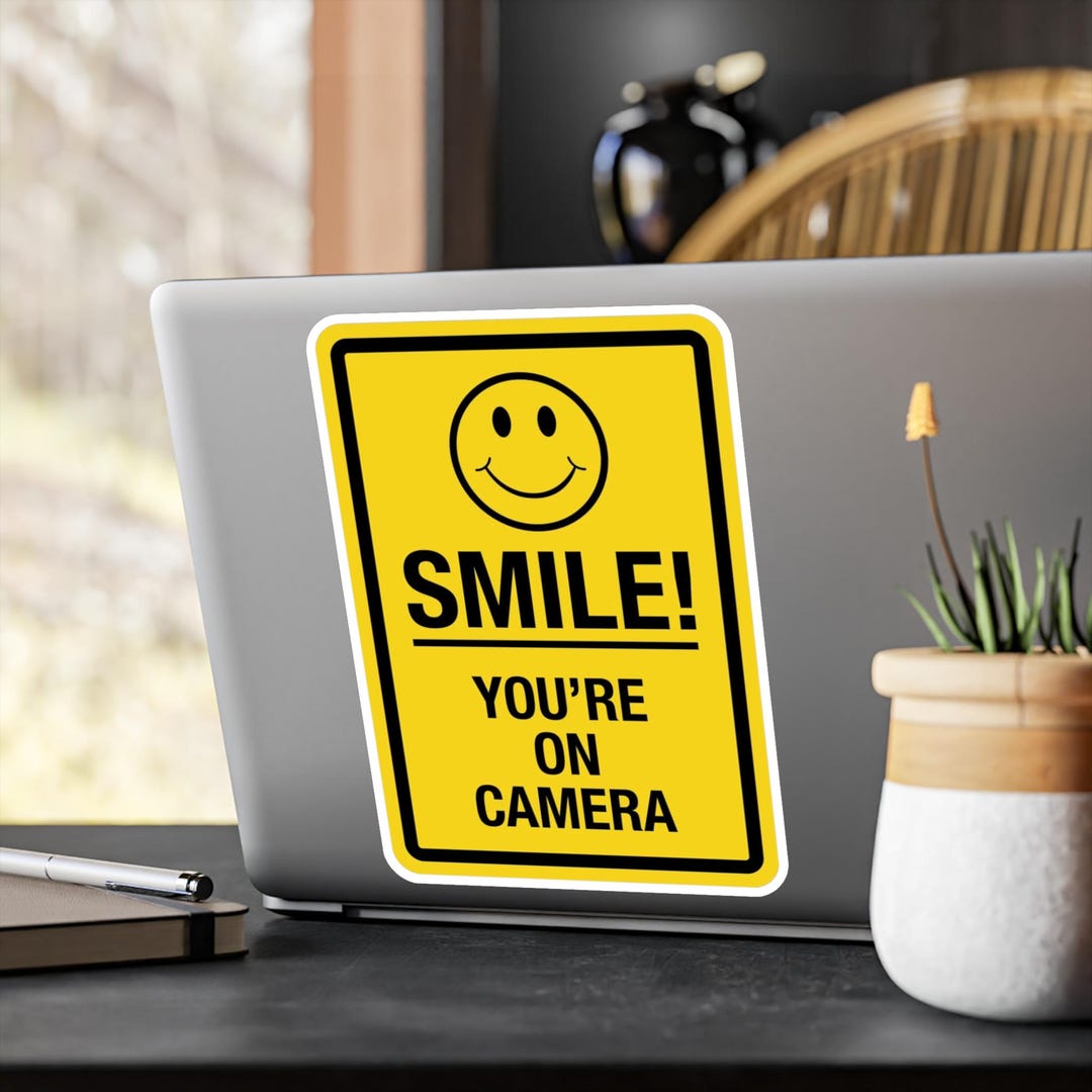 Smile You Re on Camera Sticker Kiss-cut Vinyl Decal CCTV Shop Window - Etsy