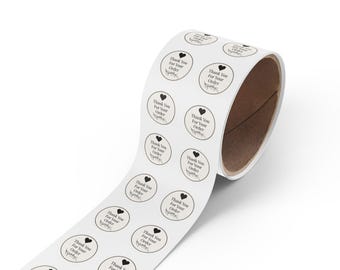 Thank You For Your Order Round Sticker Label Rolls | Heart Floral Thank You Stickers