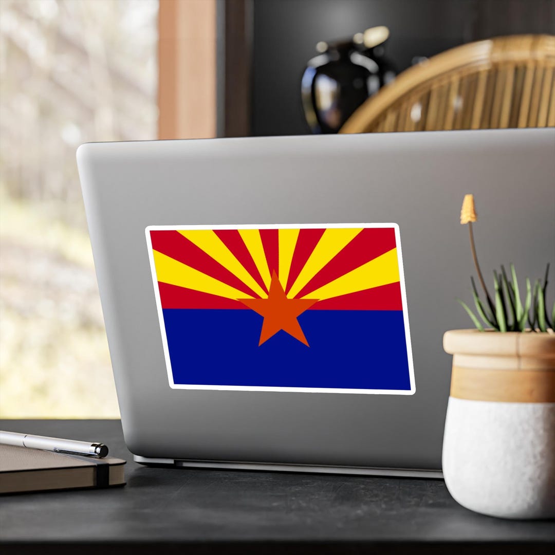 Rvus Sticker Arizona State Flag Sticker Kiss-cut Vinyl Decals | American Flag Style ...