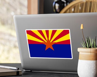 Naklejka z flagą stanu Arizona, wycinane winylowe naklejki | Styl flagi amerykańskiej