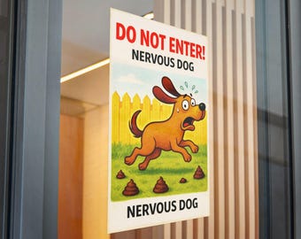 Sticker nerveuze hond niet betreden | Gestanst bord met DTF-zenuwhond