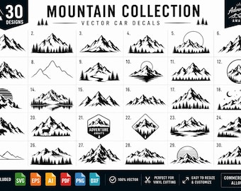 30 Mountain Svg Bundle, Mountain Decal, Camping Svg, Adventure Mountains, Forest Svg, Cricut Cut Files, Hiking Clipart