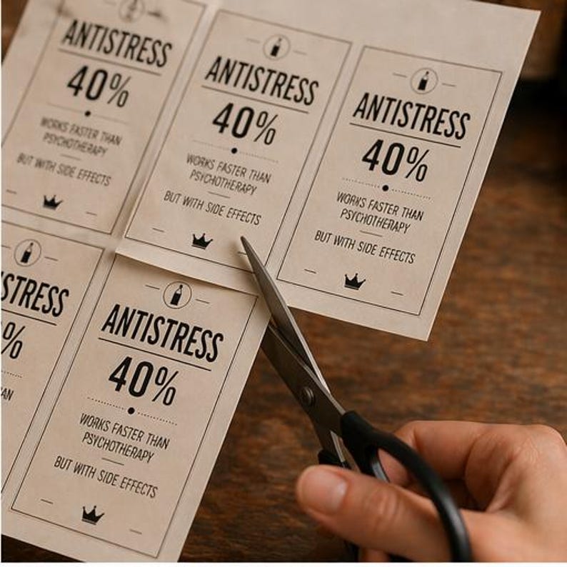 Funny Honest Alcohol Labels Printable, Antistress 40%, Sarcastic Vodka ...