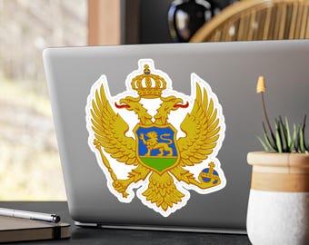 Naklejka z herbem Czarnogóry, wycinana z winylu | Flaga Czarnogóry MNE