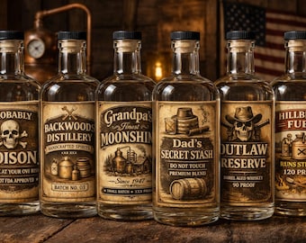 Rustikale Etiketten für Whisky, Flaschenaufkleber, lustige Etiketten (Instant Download)