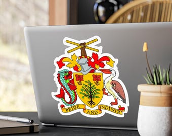 バルバドスの紋章ステッカー キスカットビニールデカール | バルバドスの国旗 BRB BB