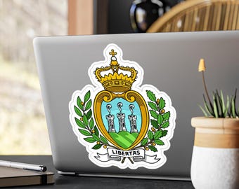 Naklejka z herbem San Marino, wycinana z winylu | Flaga San Marino SMR