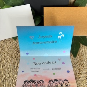 CARTES ENFANTS à gratter personnalisable  / anniversaire / occasion surprise / enveloppe /Bon pour ...