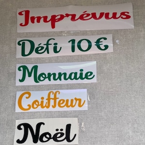 STIKERS ETIQUETTES Format A5 A6 ET A7 Vinyl / Budget / classeur / enveloppes zippees (différentes dimensions en cm)