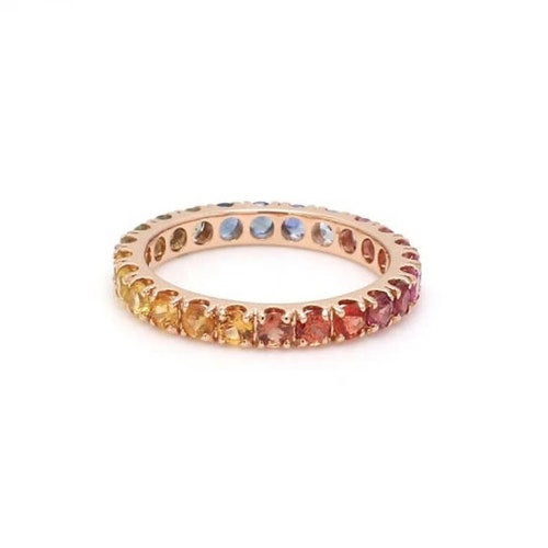 Multi Color shops Eternity Ring, Eternity Wedding Band, Full-Eternity Band,Multi color Band Ring,Women Eternity Ring,Anniversary Gift,Gift for Her