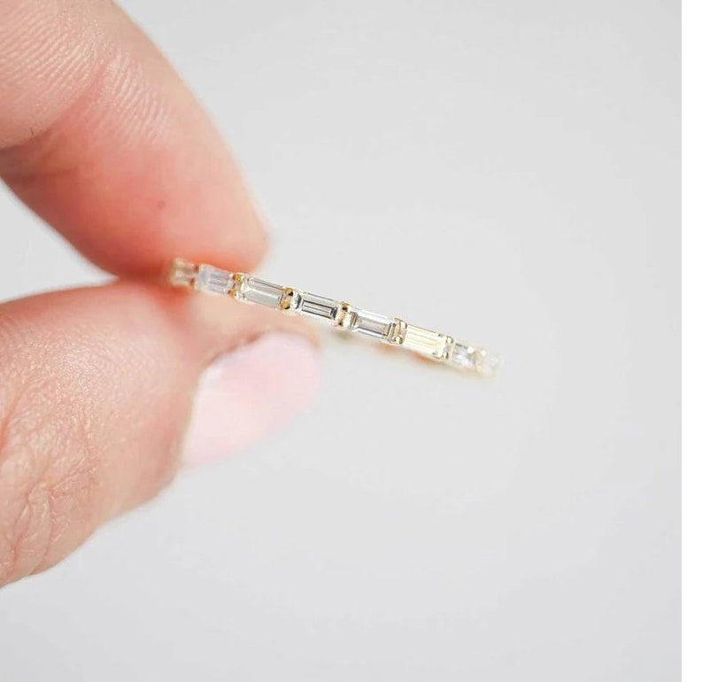 Moissanite Eternity Ring Baguette Cut Ring 925 Sterling Etsy