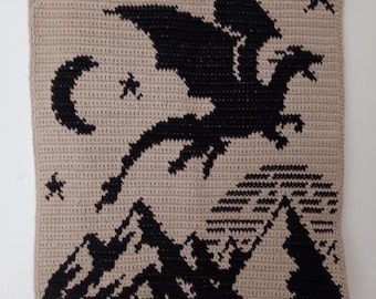 Crochet Pattern | The Dragon Wall Hanging | Tapestry Crochet Pattern | The Dragon Crochet Pattern | Instant Download | PDF
