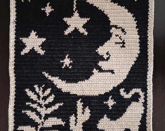 Crochet Pattern | Tarot The Moon Wall Hanging | Tapestry Crochet Pattern | Tarot The Moon Crochet Pattern | Instant Download | PDF
