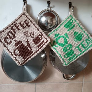 Crochet Pattern | Coffe Tea Potholder | Tapestry Crochet Pattern | Single Monochrom Crochet Pattern | Instant Download | PDF