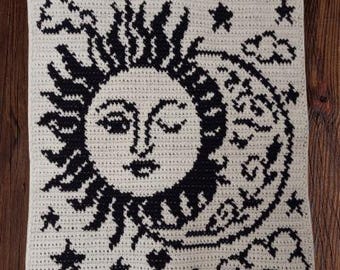 Sun and Moon Pattern Wall Hanging | Tapestry Pattern | Sun and Moon Crochet Pattern | Instant Download | PDF Mosaic