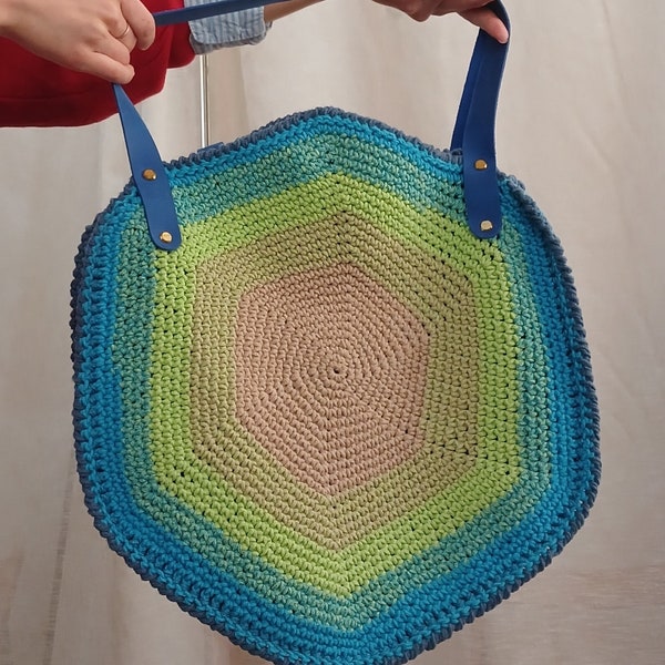 Hand made Bag. Knitted bag. Roomy bag. Bag for walks. Made with love and of high quality. Bright bag.