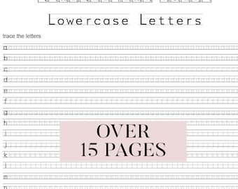 Hoja de trabajo de escritura a mano imprimible, caligrafía, 15 páginas, letras, palabras y oraciones, para niños de secundaria y adultos (solo archivo PDF)