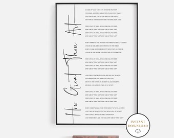 How Great Thou Art, Printable Wall Art, Christian Hymn Printable, How Great Thou Art Sign, Christian Home Decor, Minimalist Christian Art