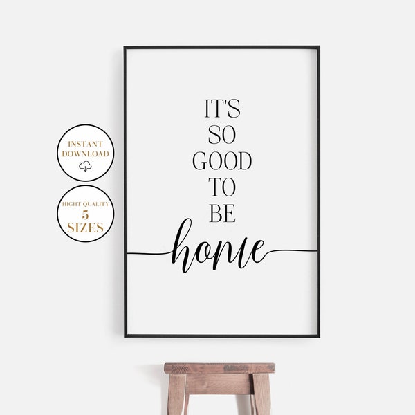 It's So Good To Be Home, Printable Wall Art, Welcome Poster, Welcome Prints, Inspirational Quotes, Entryway Wall Decor, Inspiring Words Sign