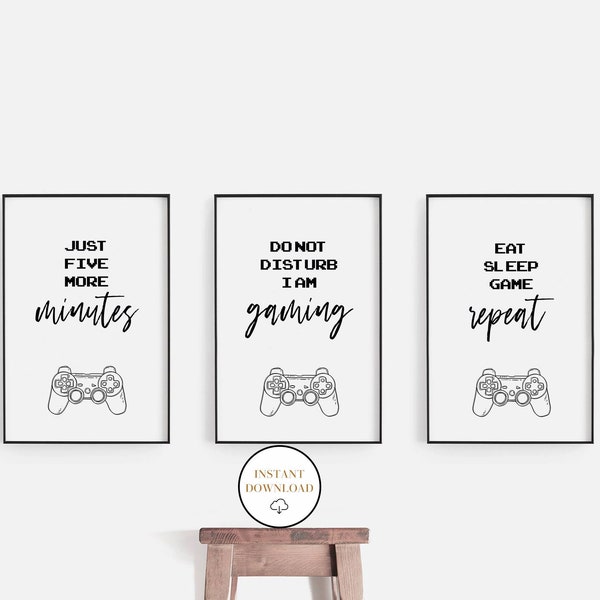 Gaming Wall Art, Gaming Prints Set, Printable Games Room Decor, Gaming Prints, Print For Bedroom, Gamer Wall Art, Nerd Sign, Gifts For Gamer