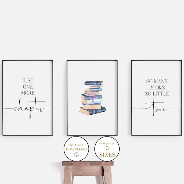 Just One More Chapter, Printable Book Wall Art, Read Prints, Gift For Writers, Book Lover Gift, Reading Quote, Book Room Decor, Bedroom Sign