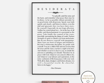 Desiderata Poem Art Print by Max Ehrmann, Inspirational Poem, Desiderata Poster, Desiderata Poetry Wall Art, Motivational Graduation Gift