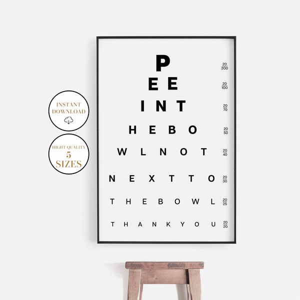 Eye Exam Bathroom, Bathroom Printable Wall Art, Eye Exam Funny Bathroom Decor, Funny Bathroom And Toilet Sign, Instant Download, Home Decor