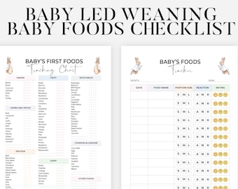Liste de contrôle des premiers aliments pour bébé imprimable, tableau de sevrage, plus de 160 listes d'inventaire des premiers aliments, suivi de l'alimentation nouvelle maman, journal des aliments pour bébé, téléchargement numérique