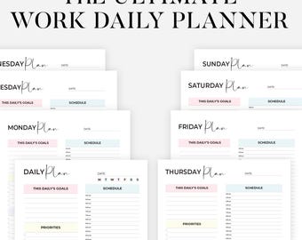 Printable Work Planner Printable Work Day Schedule Template Daily Productivity Planner Work To Do List Priority Matrix Office Fillable PDF