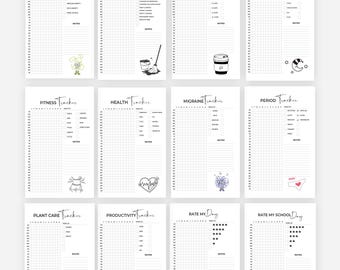 Yearly Trackers Bundle - Bullet Journal Idea - Weather Tracker - PRINTABLE Journal Pages - Digital Planner Pages - A5 & A4 Size - Value Pack