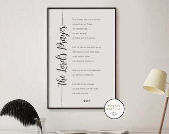 The Lords Prayer Print, Our Father Prayer Printable, Bible Verse Sign, Christian Home Scripture Sign, Scripture Wall Art, Christian Decor