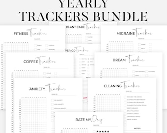Monthly Trackers Bundle - Bullet Journal Idea - Step Tracker - PRINTABLE Journal Pages - Digital Planner Pages - A5 & A4 Size - Value Pack