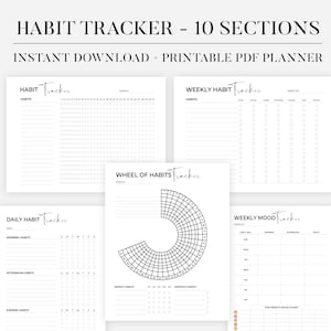 2025 Habit Tracker Printable | Motivation Planner | Habit Tracker Digital | Yearly, Monthly, Weekly, Daily Habit Tracker | Habit Planner Pdf