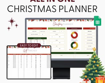 Christmas gifts tracker google sheets holiday gift planner spreadsheet Christmas budget template Christmas cards tracker Christmas itinerary