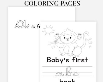 Blank Alphabet Book, ABC Baby Shower Coloring Book, Baby's First ABC Book, Baby Shower Activities, Baby Shower Guest Game, Instant Download