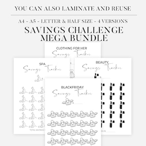 Money Savings challenges mega bundle, saving Tracker Printable Pdf, Mini Savings Challenge, Budget Binder, Finance Planner, 100 Envelopes