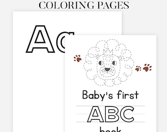 ABC Baby Shower Malbuch, digitaler Download, Lerntier Alphabet Malseiten, Babyparty Aktivität, Geschenkidee, druckbar