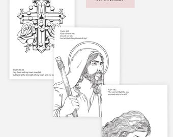 10 Bible Verse Coloring Pages for Kids bundle. Christian coloring sheets for children. Sunday school, church, homeschool activity for kids