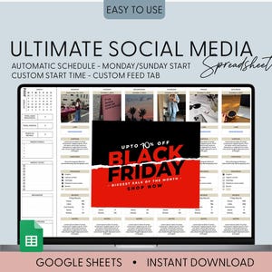 Social Media Content Calendar, Social Media Monthly Content Planner, Google Sheet Spreadsheets, Instagram, Youtube, TikTok, Facebook Tracker image 20