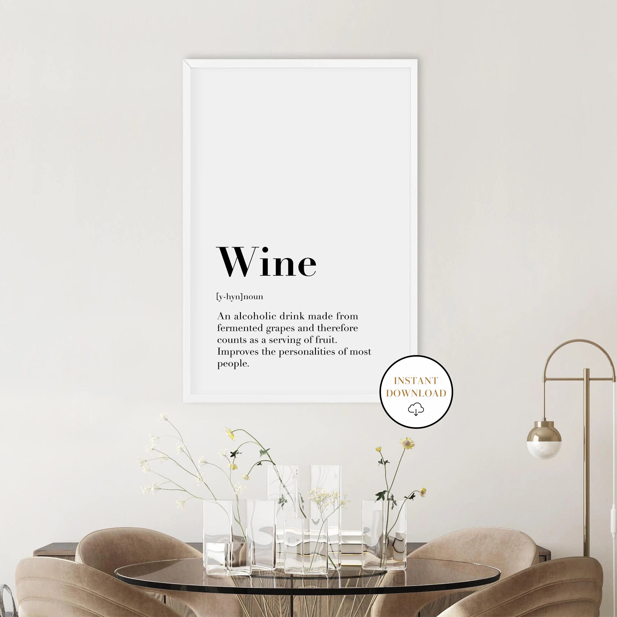 Wine Definition Print Wine Printable Wall Art Black and Etsy