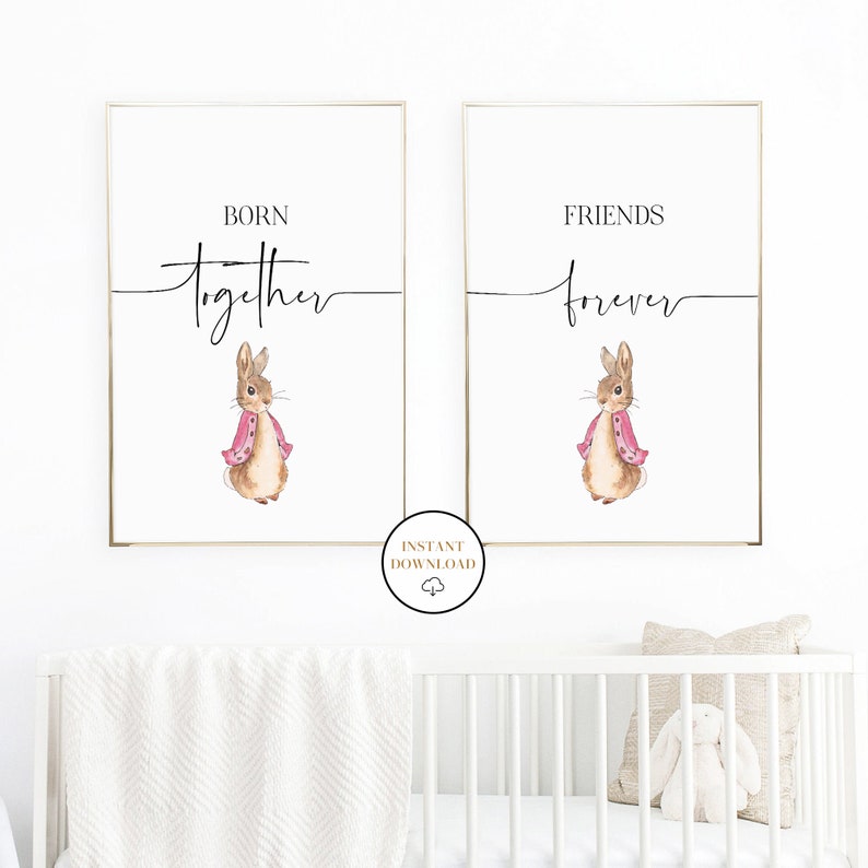 Born Together Friends Forever Printable Wall Art Twins - Etsy